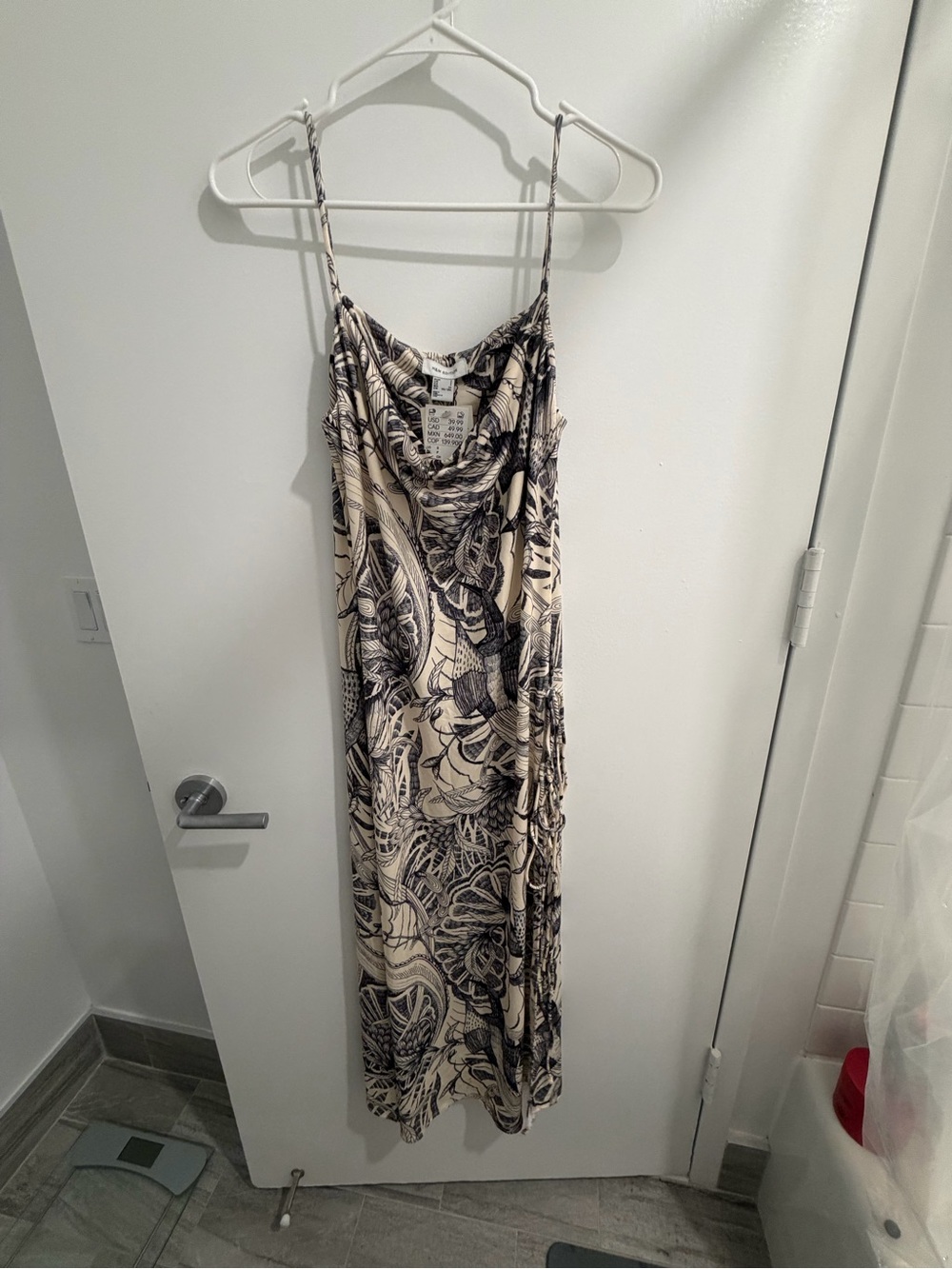 H&M Black & Cream Floral Cowl Neck Maxi Dress